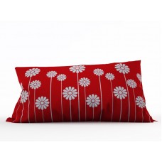 Декоративная подушка 'Ромашки на красном', 25X45 см.