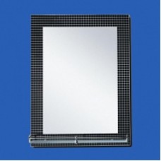 Зеркало 800 х 600 мм с полкой, декор - чёрные матовые квадратики (46760)