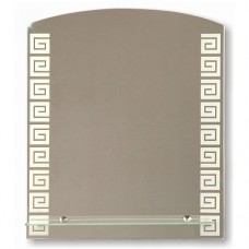Зеркало с матированным рисунком 535х620 мм, полка 500мм, код: 45605