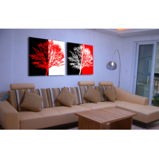 Модульная картина 'Rouge Noir Blanc', В56 x Ш112 см.