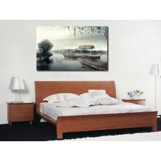 Модульная картина 'Дождь на пристани', В56 x Ш90 см.