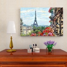 Картина на холсте Вид из окна в Париже, 90x60 см.