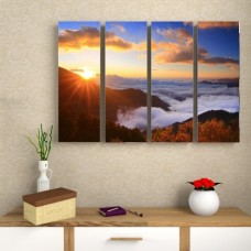 Модульная картина 'Солнце в горах', Ш96хВ70, из 4-x частей