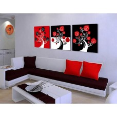 Модульная картина 'Red, black and white', В56 x Ш168 см.