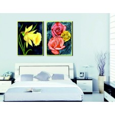 Модульная картина Живописные цветы, В70 x Ш105 см.