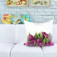 Декоративная подушка Пурпурные тюльпаны, 45x45 см, габардин