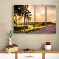 Модульная картина 'Деревенская дорога', Ш96хВ70, из 4-x частей