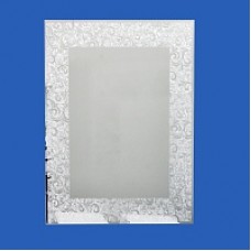 Зеркало 780 х 620 мм с фацетом с универсальным креплением к стене с СЕРЕБРЯННЫМ орнаментом (46801)