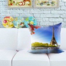 Декоративная подушка Виды Парижа, 45x45 см, габардин